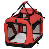 60cm Foldable Soft Side Pet Carrier Travel Crate with Mesh Windows Washable Mat and Storage Bags for Small Dogs and Cats