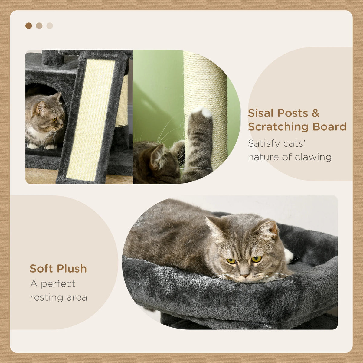 Cat Rest & Play Activity Tree w/ 2 House Perch Scratching Post