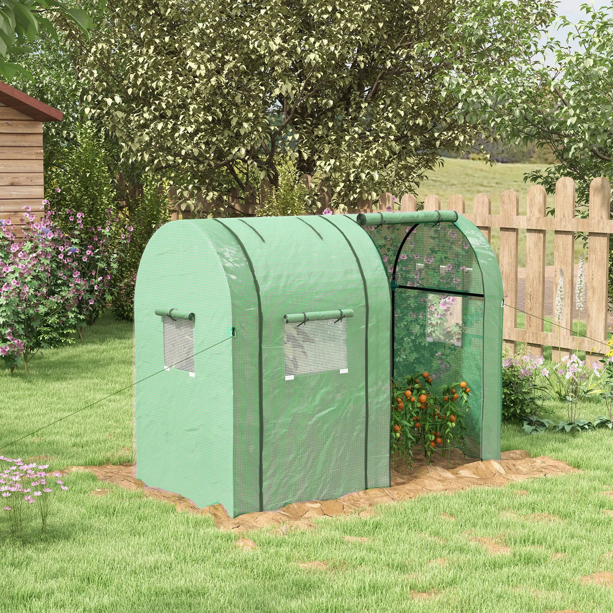 Tomato Greenhouse with 2 Roll-Up Doors, Portable Grow House, 185 x 94 x 150 cm