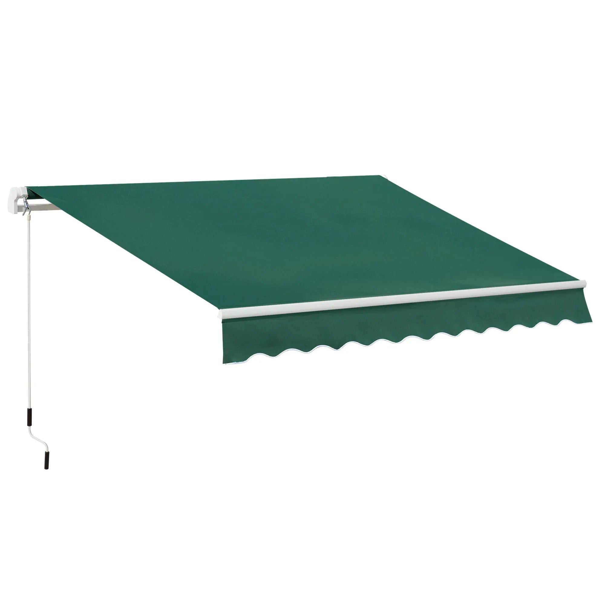 Manual Retractable Garden Awning 3x2m Aluminium Frame Polyester Canopy with Crank Handle for Patio Door Window Green