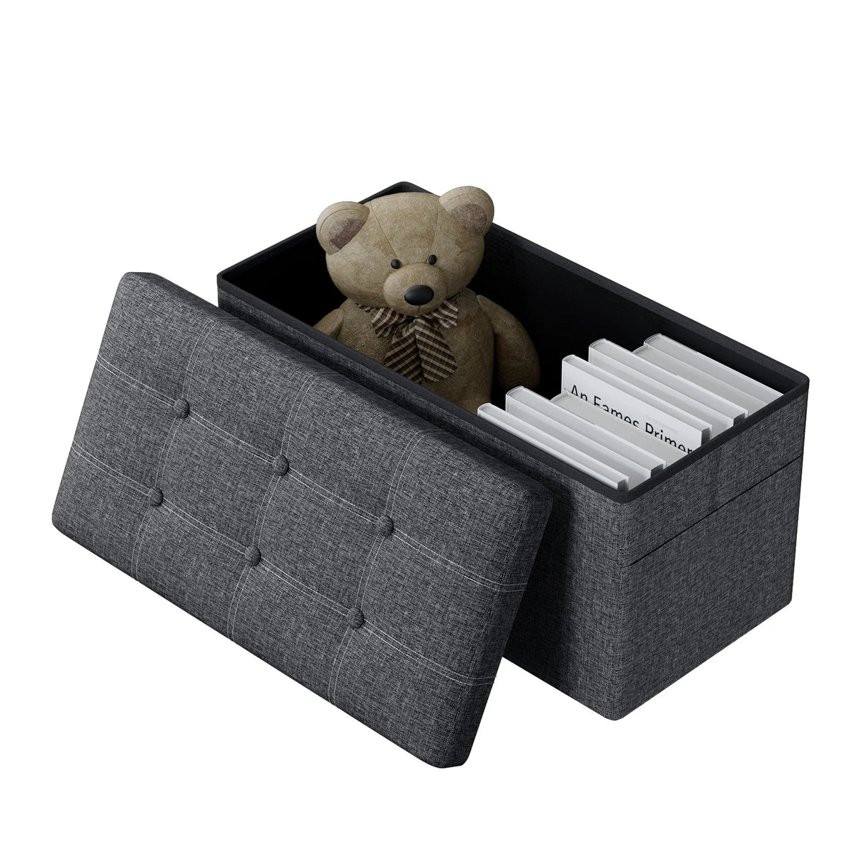 Folding Storage Ottoman Bench 76cm | 150kg Capacity Hidden Storage for Living Room Hallway Bedroom