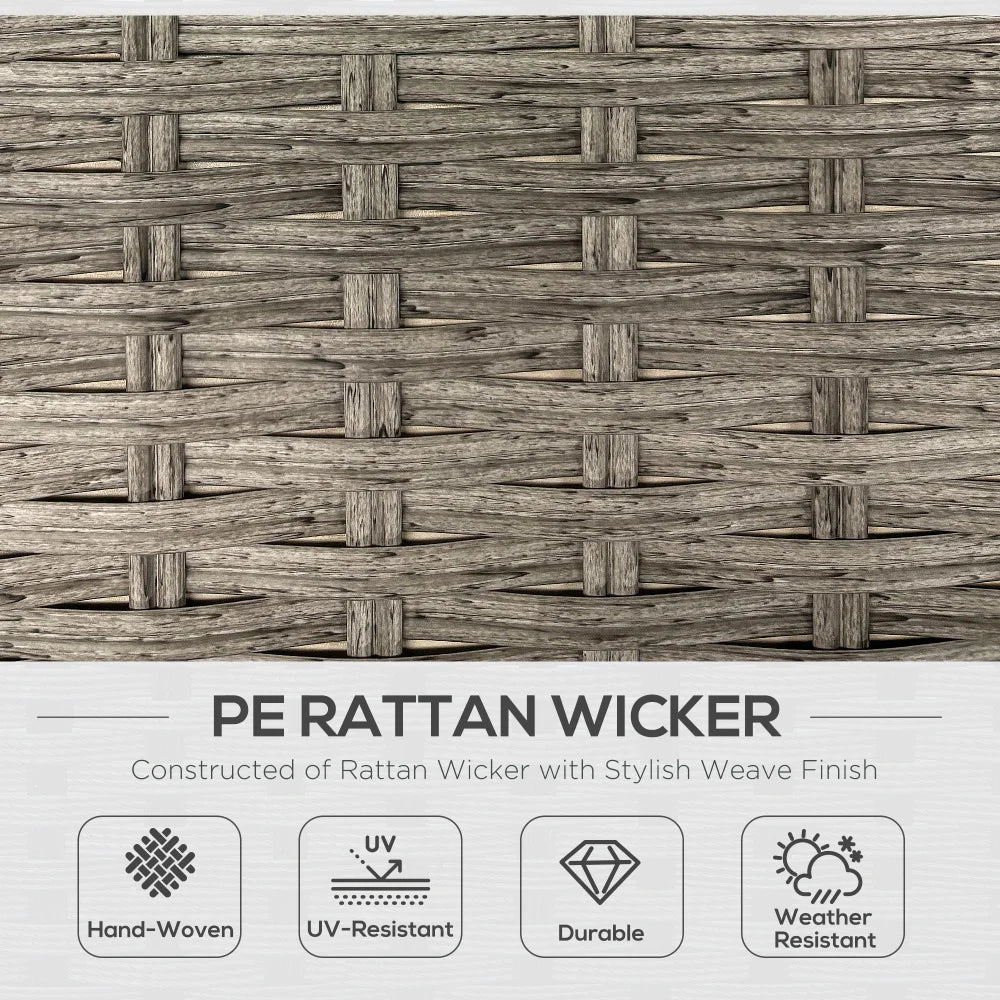 6 Piece PE Rattan Corner Sofa Set with Lifting Coffee Table, Light Grey