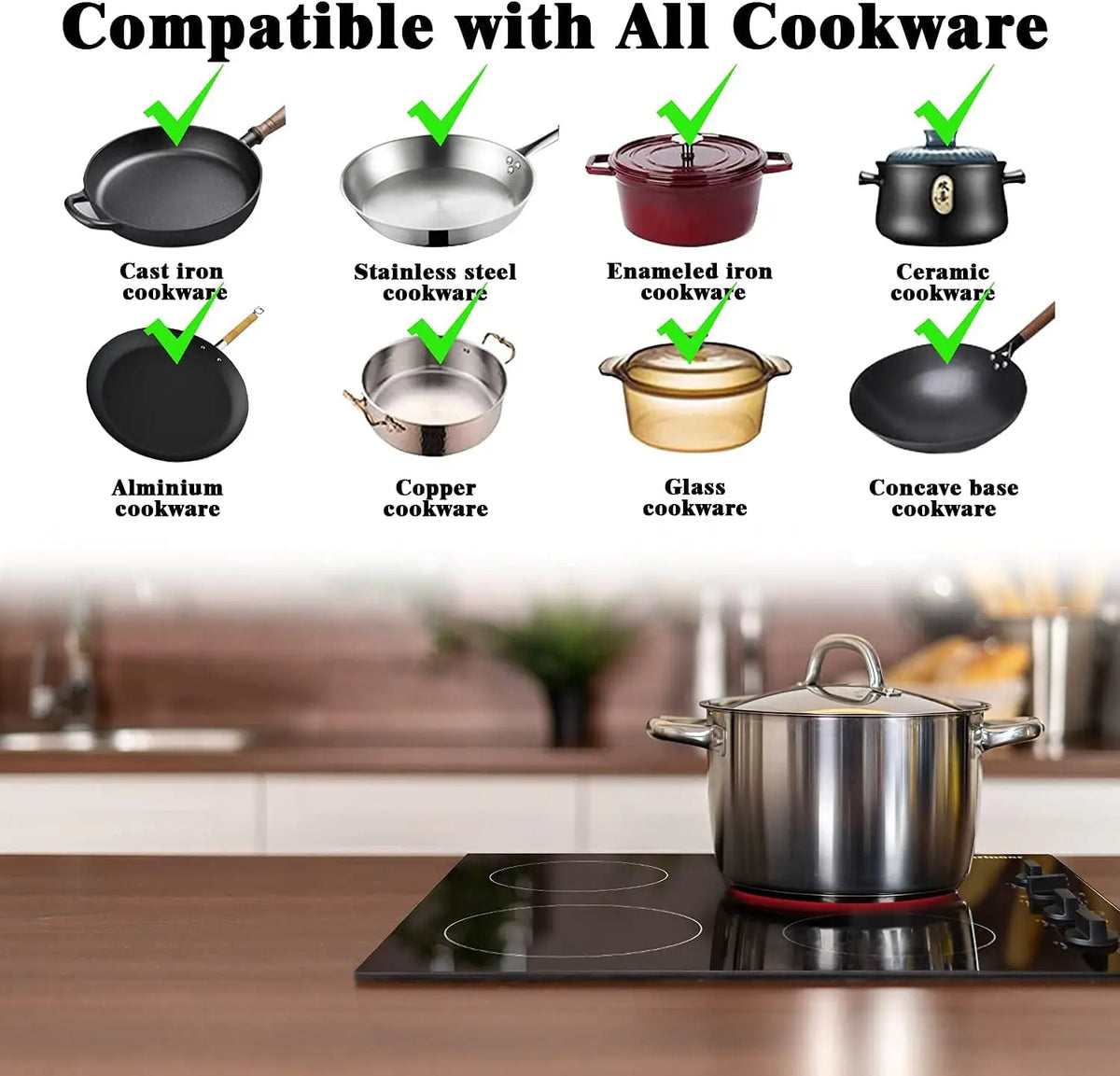 4 Burner Electric Cooktop 6000W Built In Hob with Knob Control Residual Heat Indicator