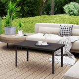 Outdoor Garden Coffee Table 95x55cm Metal Frame Wood Grain Effect Tabletop Weather Resistant Brown