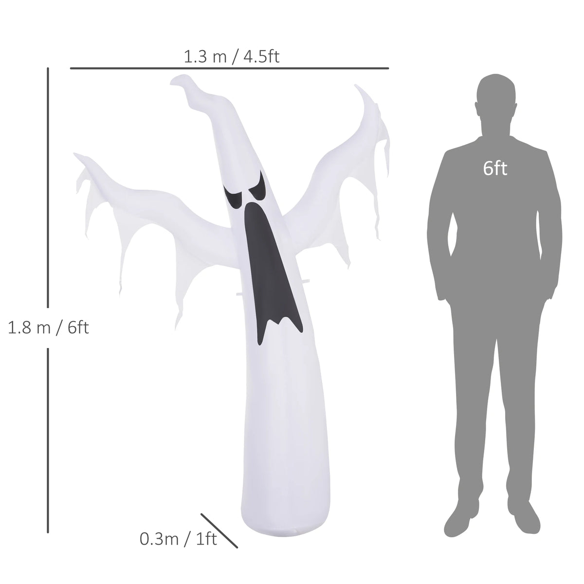 1.8m Inflatable Halloween Ghost with LED Lights and Fan