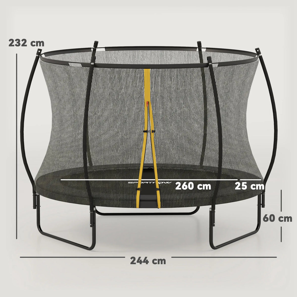 8ft Trampoline with Enclosure Net and Spring Cover, Black