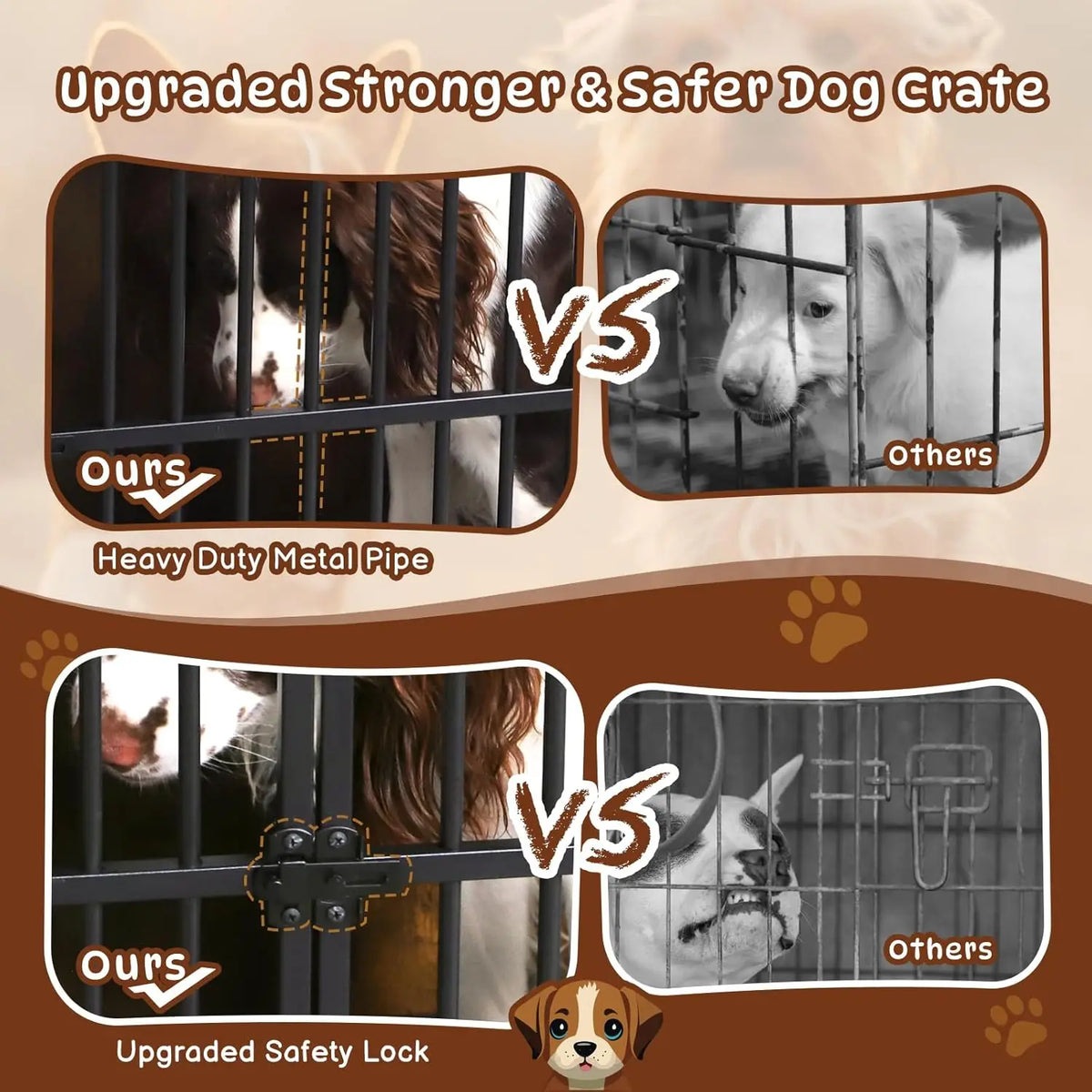 Wooden Dog Crate Furniture Elevated Lattice End Table 97.5x59x77.5cm 2 Doors Removable Tray Large Dogs