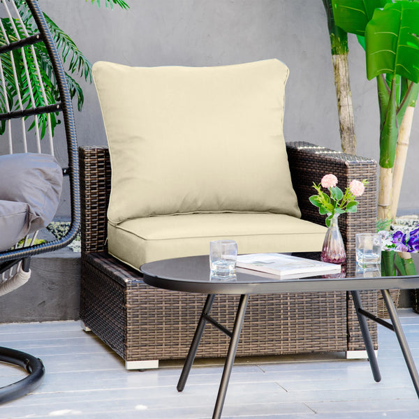 Outdoor Seat and Back Cushion Set, Deep Seating Chair Cushion, Beige
