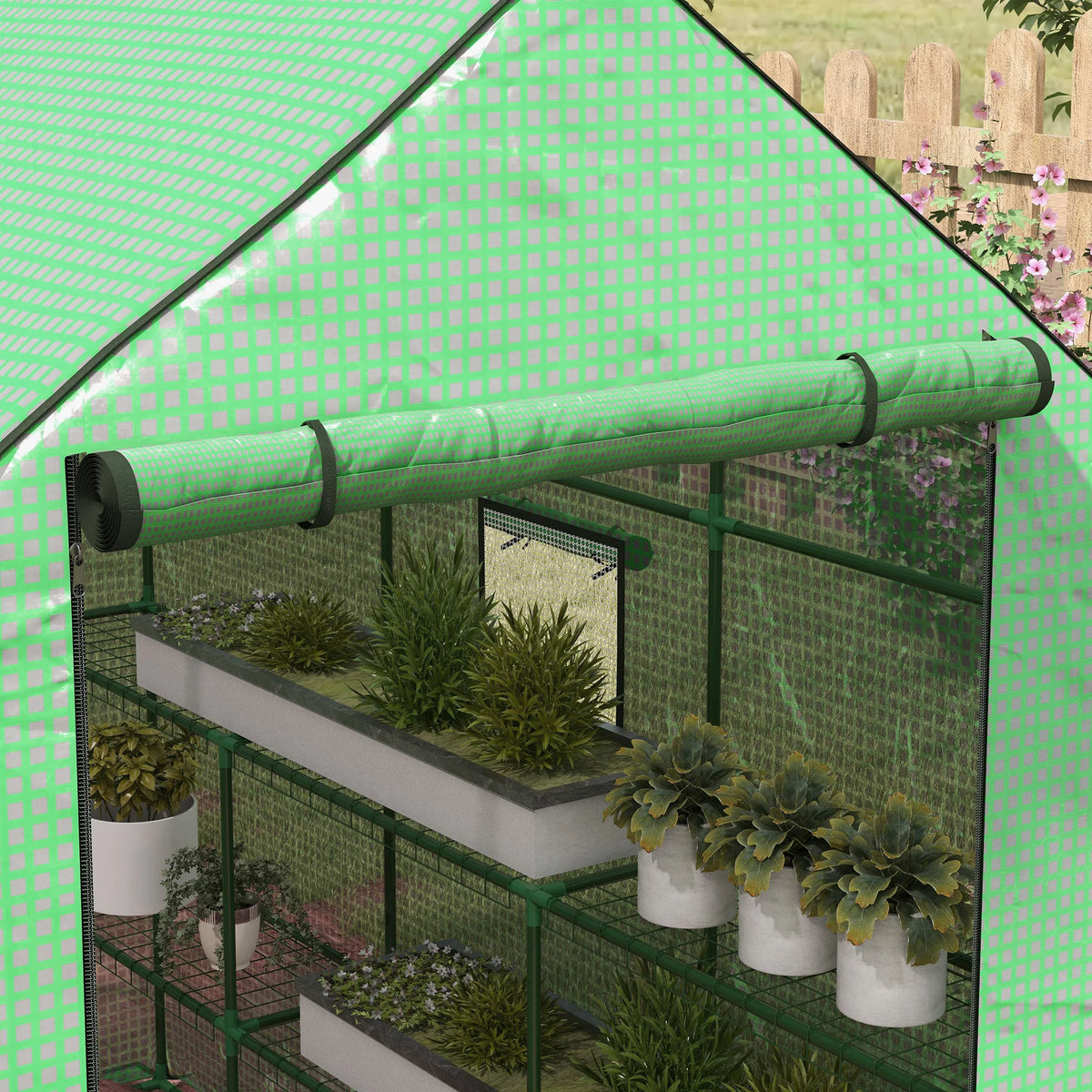 Walk-In Garden Greenhouse with 3-Tier Shelving