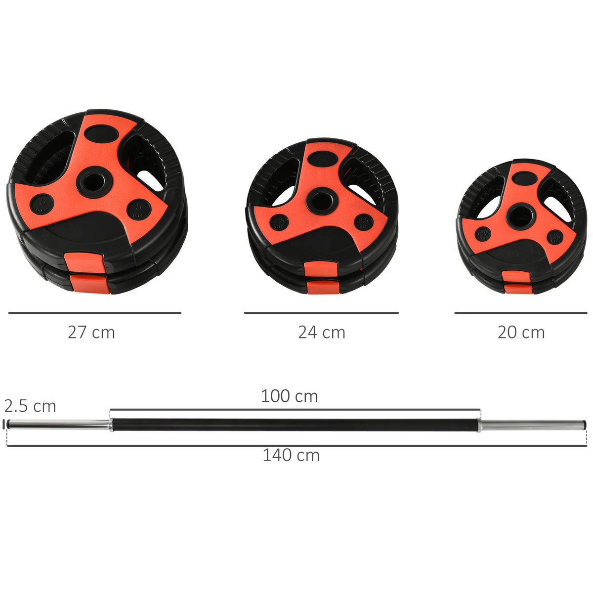 20kg Adjustable Barbell Weight Set with Bar and Weight Plates