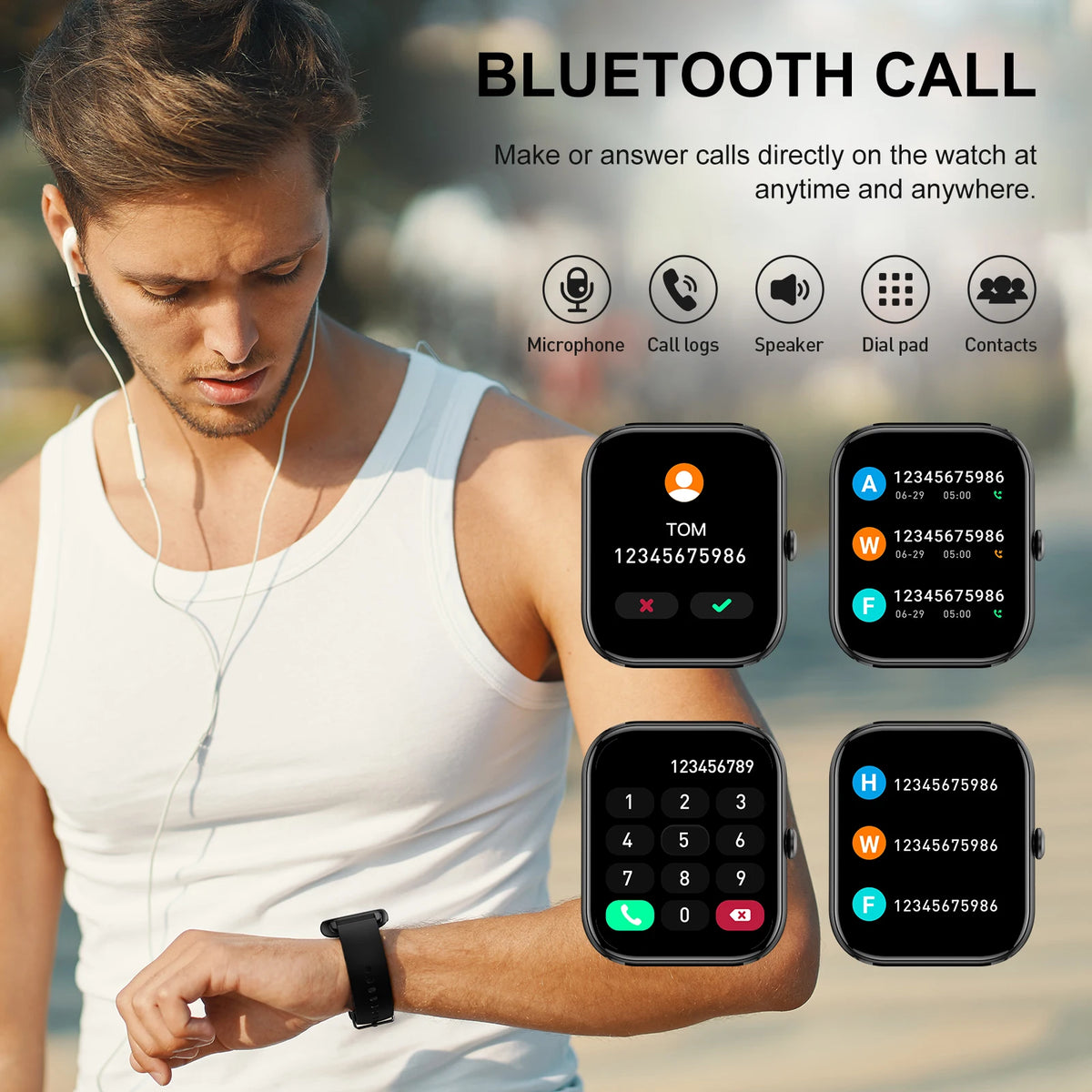 Ultra Thin Smartwatch with Bluetooth Calling, 1.85" Display, 110+ Sports Modes, IP68 Waterproof Fitness Tracker