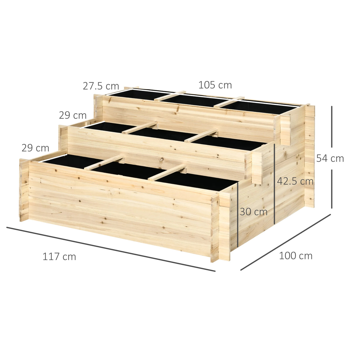 3 Tier Raised Garden Bed Planter Box W/ 9 Grow Grids and Non-Woven Fabric
