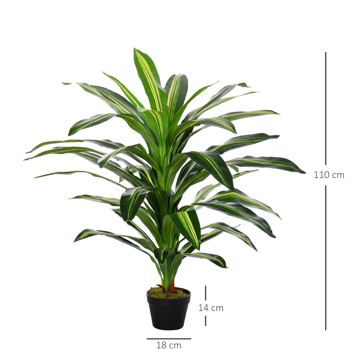 Artificial Dracaena Plant 110cm/3.6ft Fake Potted Tree for Home or Office