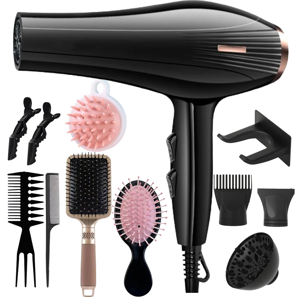 1600W Ionic Hair Dryer with Concentrator Nozzle, 3 Speed Settings, UK Plug