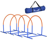 Dog Agility Training Equipment Set of 4 Customisable Agility Hoops with Ground Nails and Carry Bag for Pet Training
