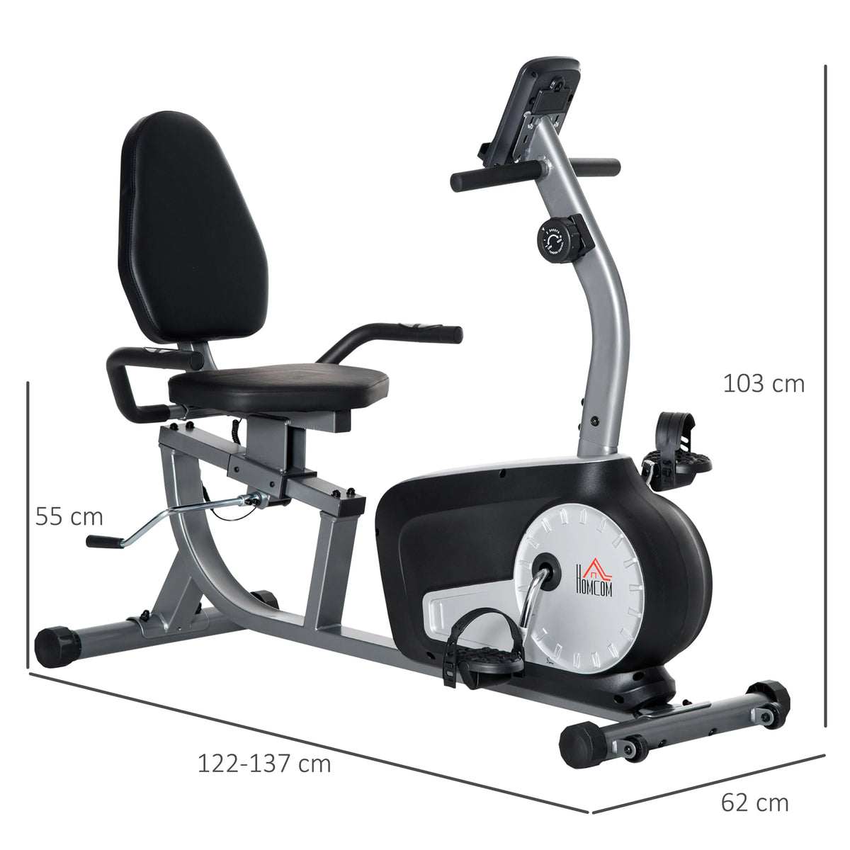 Exercise Bike with LCD Display, Stationary Bike with Quiet 8-Level Magnetic Resistance, Adjustable Seat and Backrest