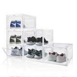 Clear Stackable Shoe Storage Boxes with Magnetic Flip Lid Pack of 6 9 or 12 PP Plastic Shoe Organiser