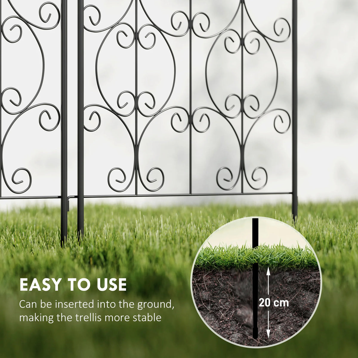 Decorative Metal Garden Trellis for Climbing Plants, Set of 2, 150 x 50cm, Black