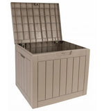120L Weatherproof Plastic Outdoor Garden Storage Box with Hinged Lid and Wood-Effect Finish