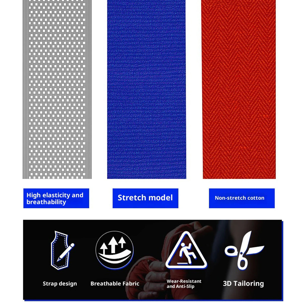 Stretch Kickboxing Hand Wraps Wear Resistant Breathable Sweat Wicking Wristbands for Boxing Knuckle Support