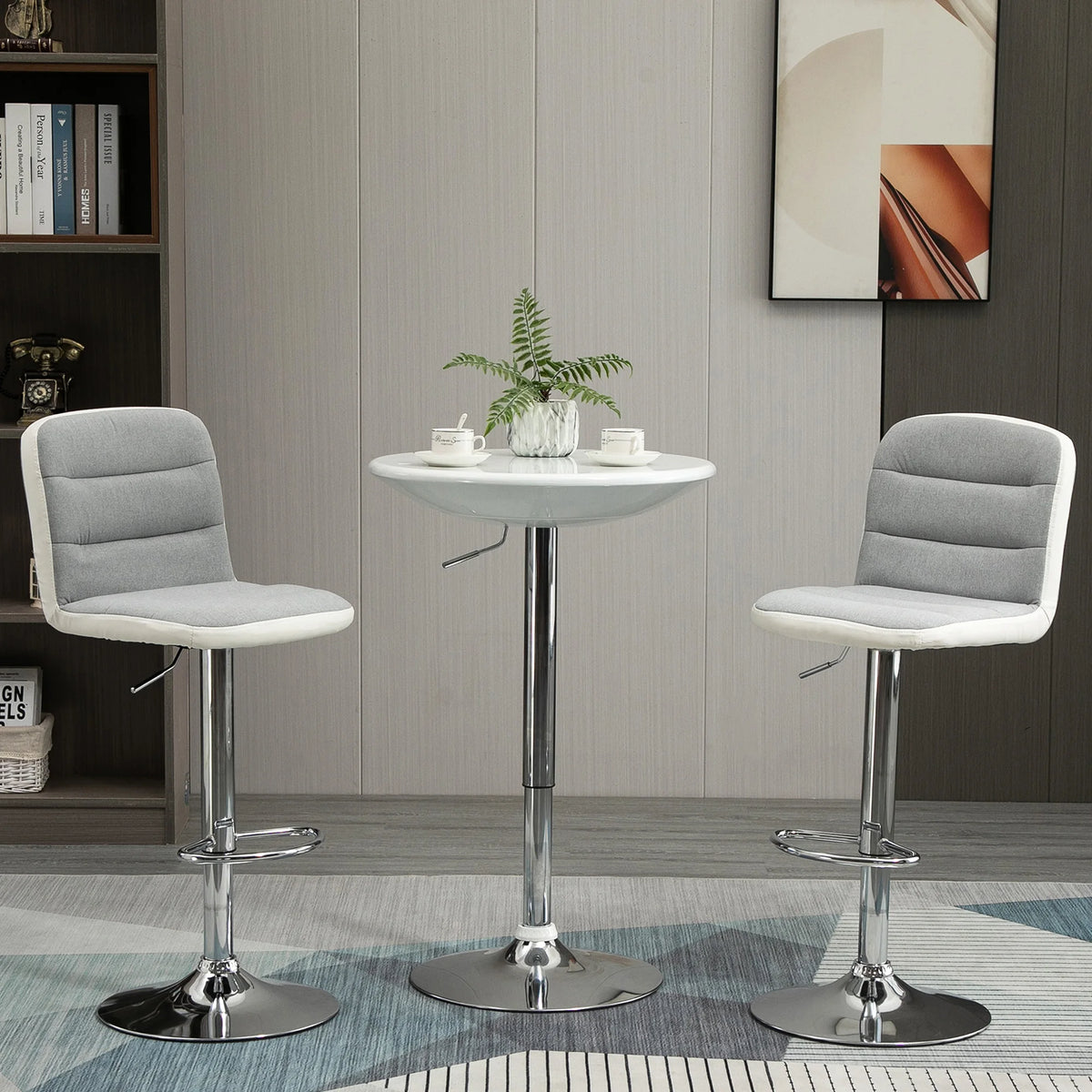 Painted Top Bistro Pub Table, Adjustable Swivel Counter Table, White