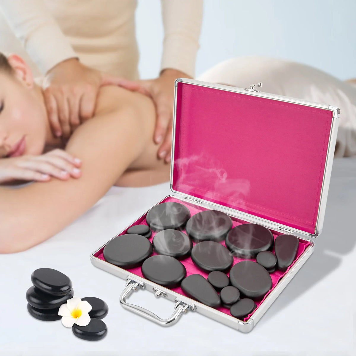Hot Stone Massage Set with Heater 18 Piece Constant Temperature Spa Kit Budget Wellness Gadget