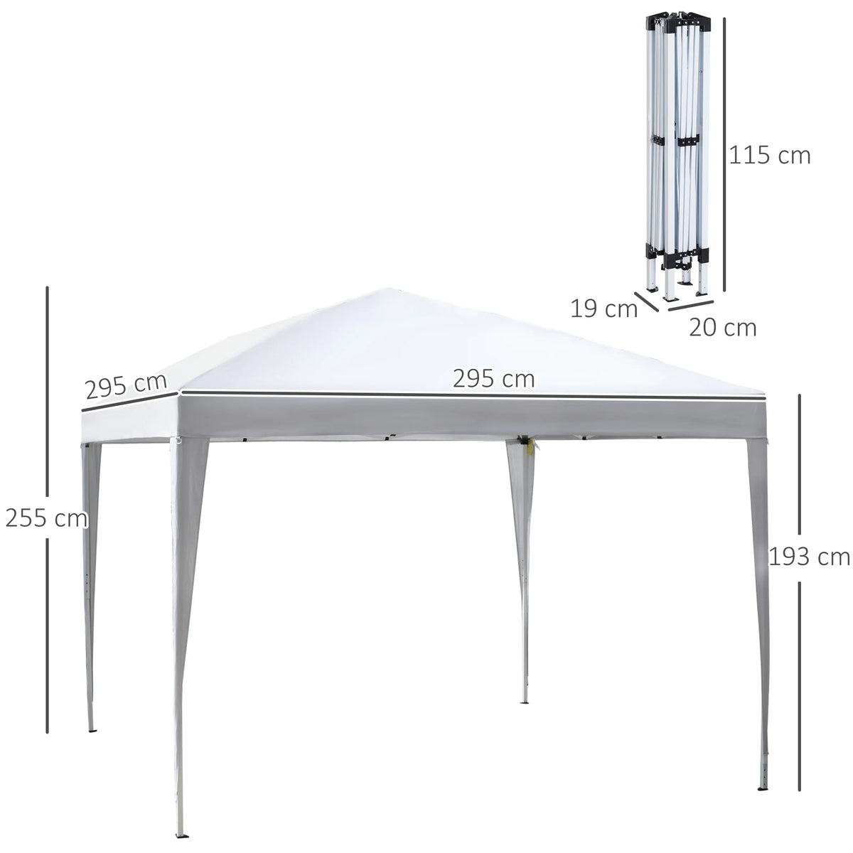 3 x 3m Pop-Up Gazebo with Carry Bag, Adjustable Height, White