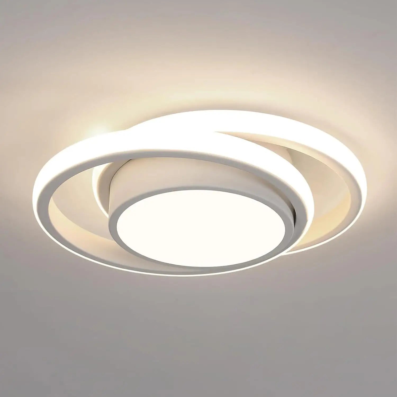 36W Round LED Ceiling Light 27cm Dual Circle Aluminium Flush Mount for Hallway Bedroom Living Room White