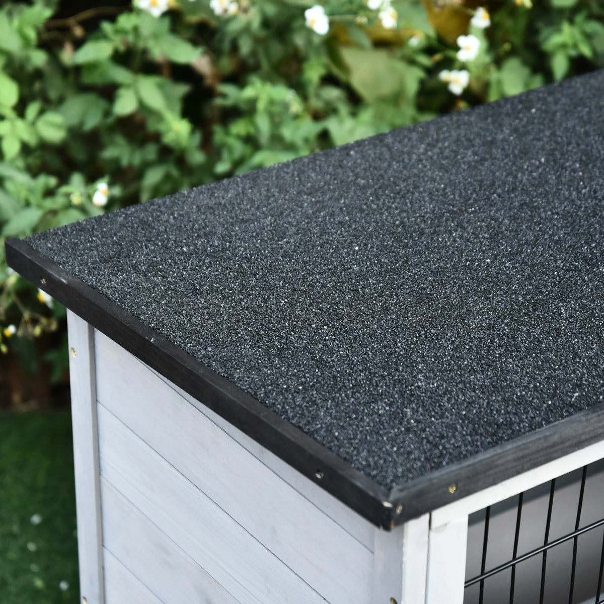 2 Tier Rabbit Hutch 108x45x78cm Fir Wood Guinea Pig Cage with Ramp Removable Tray and Openable Roof Grey