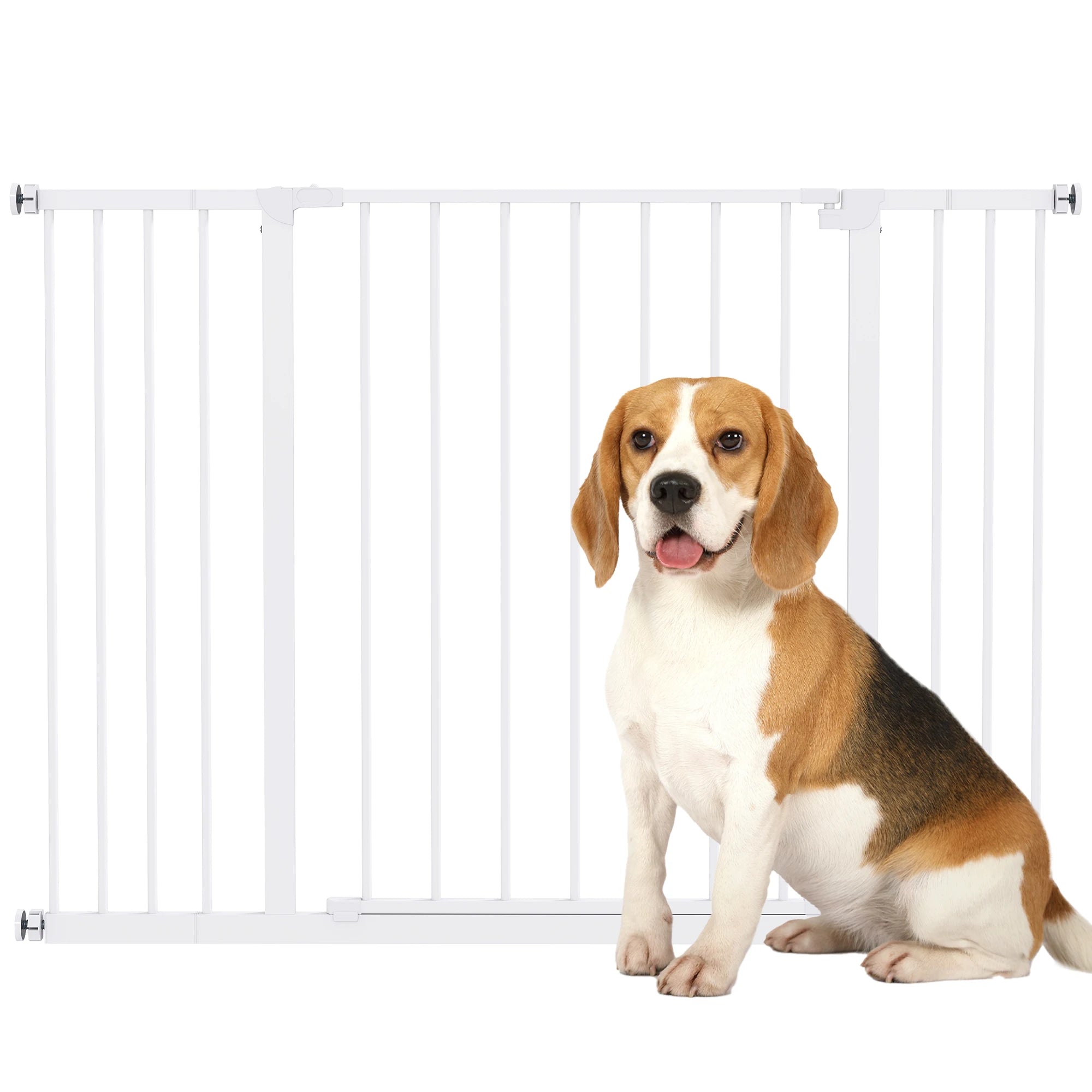 Pressure Fit Dog Safety Gate 76cm Tall Expandable Metal Pet Stair Gate for Doorways Hallways 76-107cm Wide