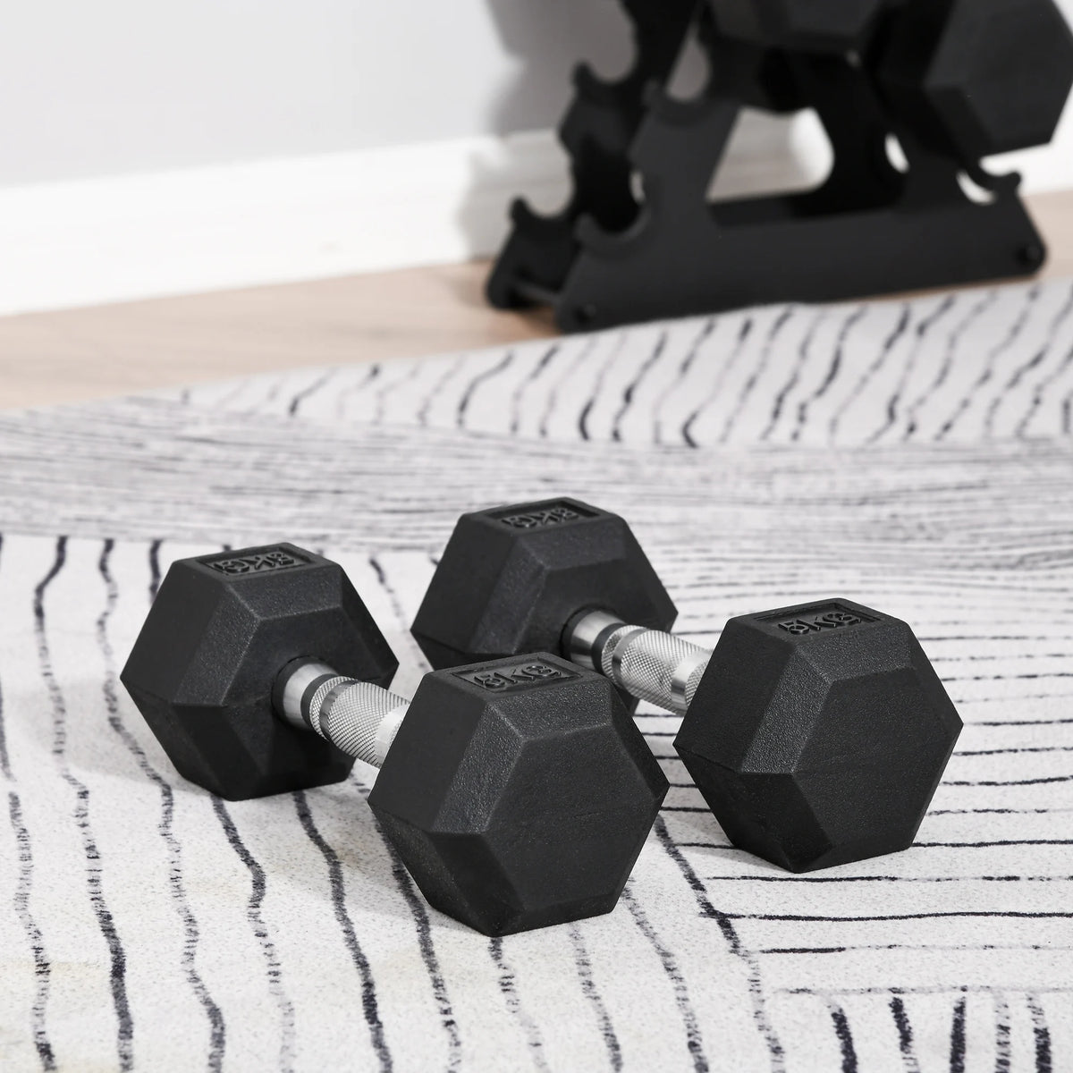 Rubber Hex Dumbbells Set for Home Gym Strength Training (2 x 5kg)