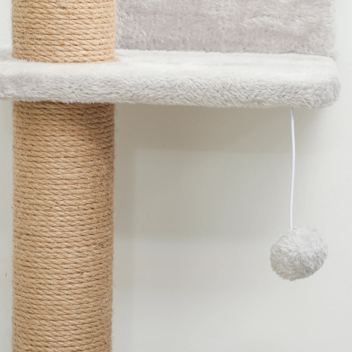 Wall Mounted Cat Shelves 48x21x180cm with 5 Climbing Platforms Sisal Scratching Post and Toy Light Grey