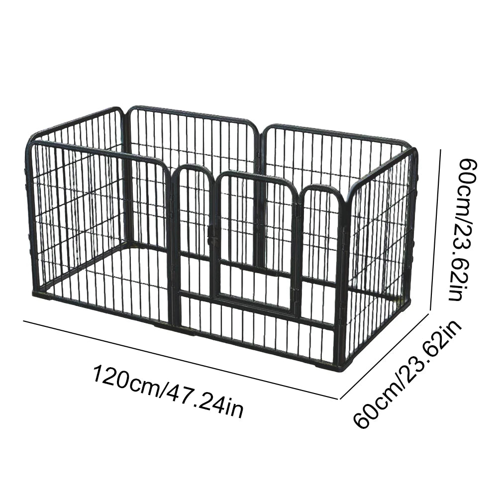 6 Panel Foldable Pet Playpen Anti-Escape Dog Fence Heavy Duty Puppy Kennel 120x60x60cm for Small Medium Pets
