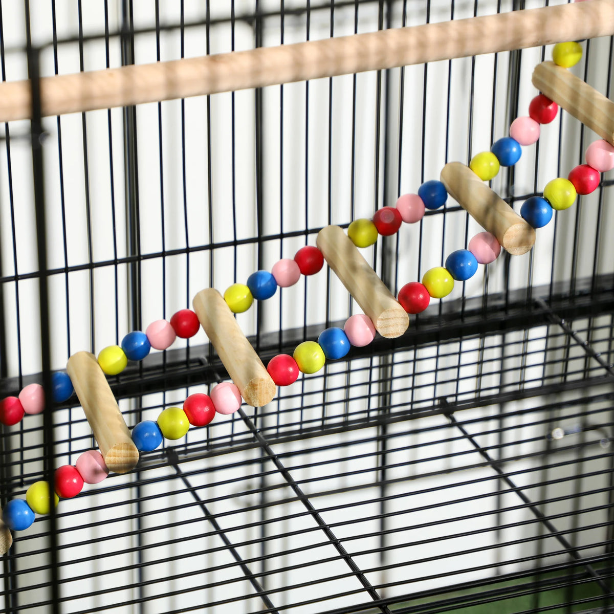 Flight Bird Cage with Stand 1cm Bar Spacing 3 Wooden Perches Toys Ladders 10 Doors and 4 Wheels