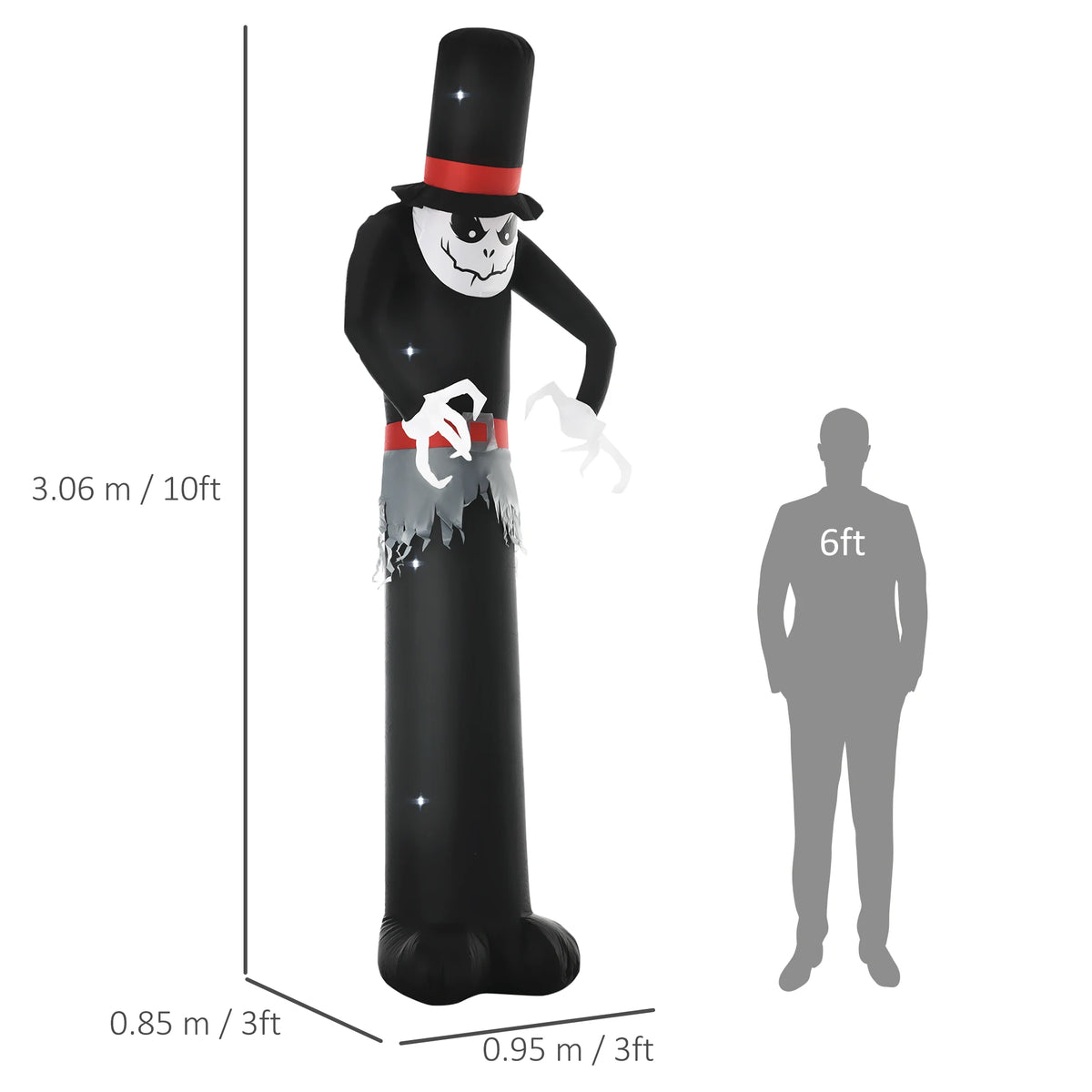 10' Inflatable Halloween Ghost Outdoor Decoration with LED Light