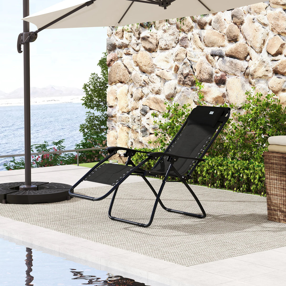 Zero Gravity Lounger Chair, Folding Reclining Patio Chair with Padded Seat, Cup Holder, Soft Cushion