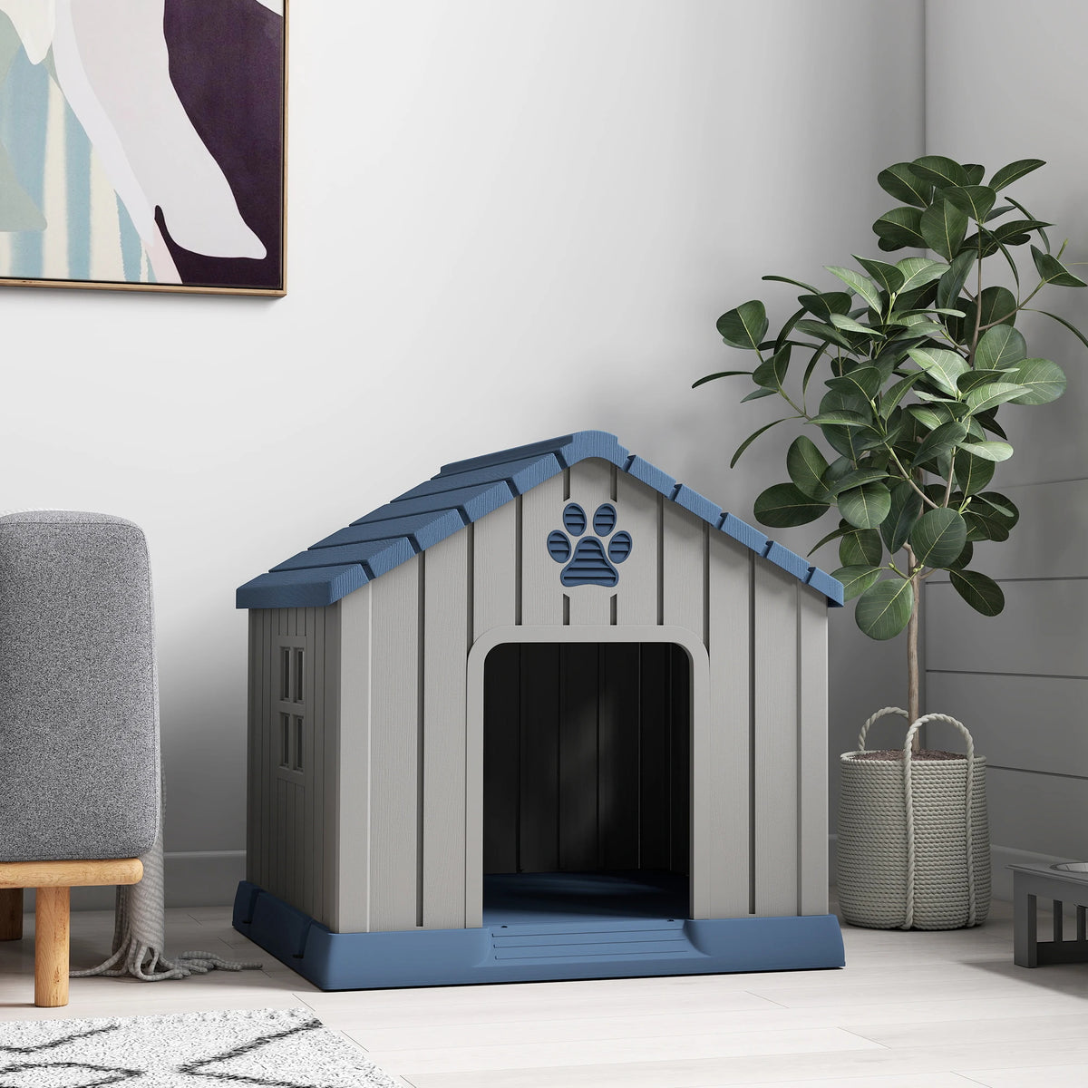Dog Kennel Outdoor for Medium Dogs, Waterproof Plastic Dog House
