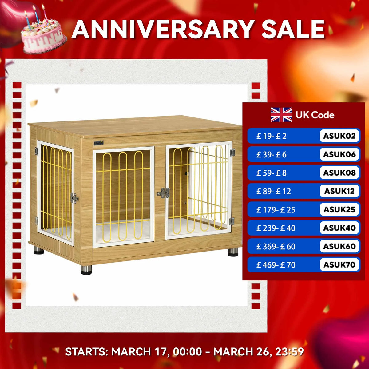 Dog Crate Furniture, Dog Crate End Table w/ Soft Cushion, Double Door