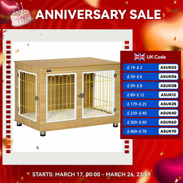 Dog Crate Furniture, Dog Crate End Table w/ Soft Cushion, Double Door
