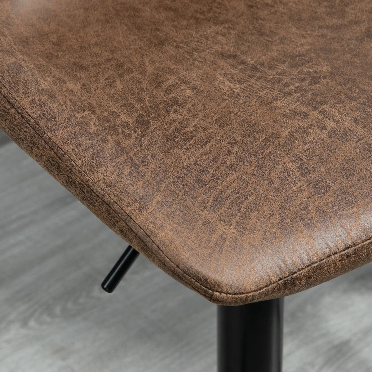 Set of 2 Microfibre Retro Tub Bar Stools with Footrest, Metal Frame, Brown