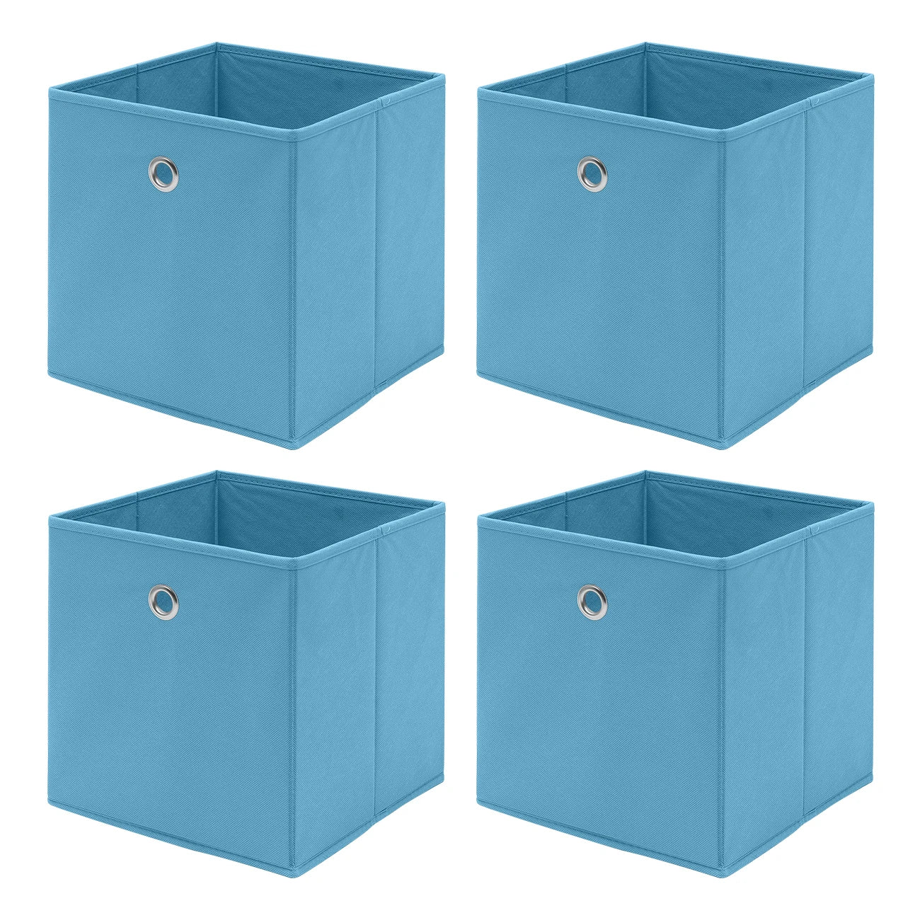 Pack of 4 Foldable Fabric Storage Cubes Boxes Non-Woven Wardrobe Organiser for Home Bedroom Closet