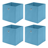 Pack of 4 Foldable Fabric Storage Cubes Boxes Non-Woven Wardrobe Organiser for Home Bedroom Closet