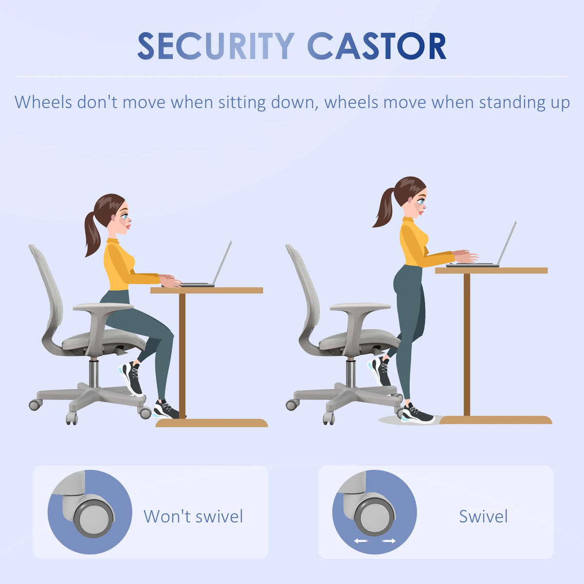 Office Chair, 360 Degree Swivel Desk Chair with Security Wheels