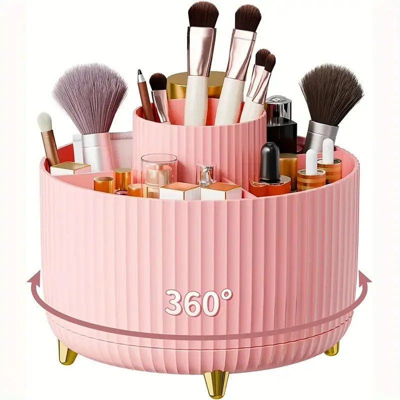 RONSLORE 360° Rotating Makeup Brush Holder | 5-Slot Desktop Organizer for Vanity & Bathroom