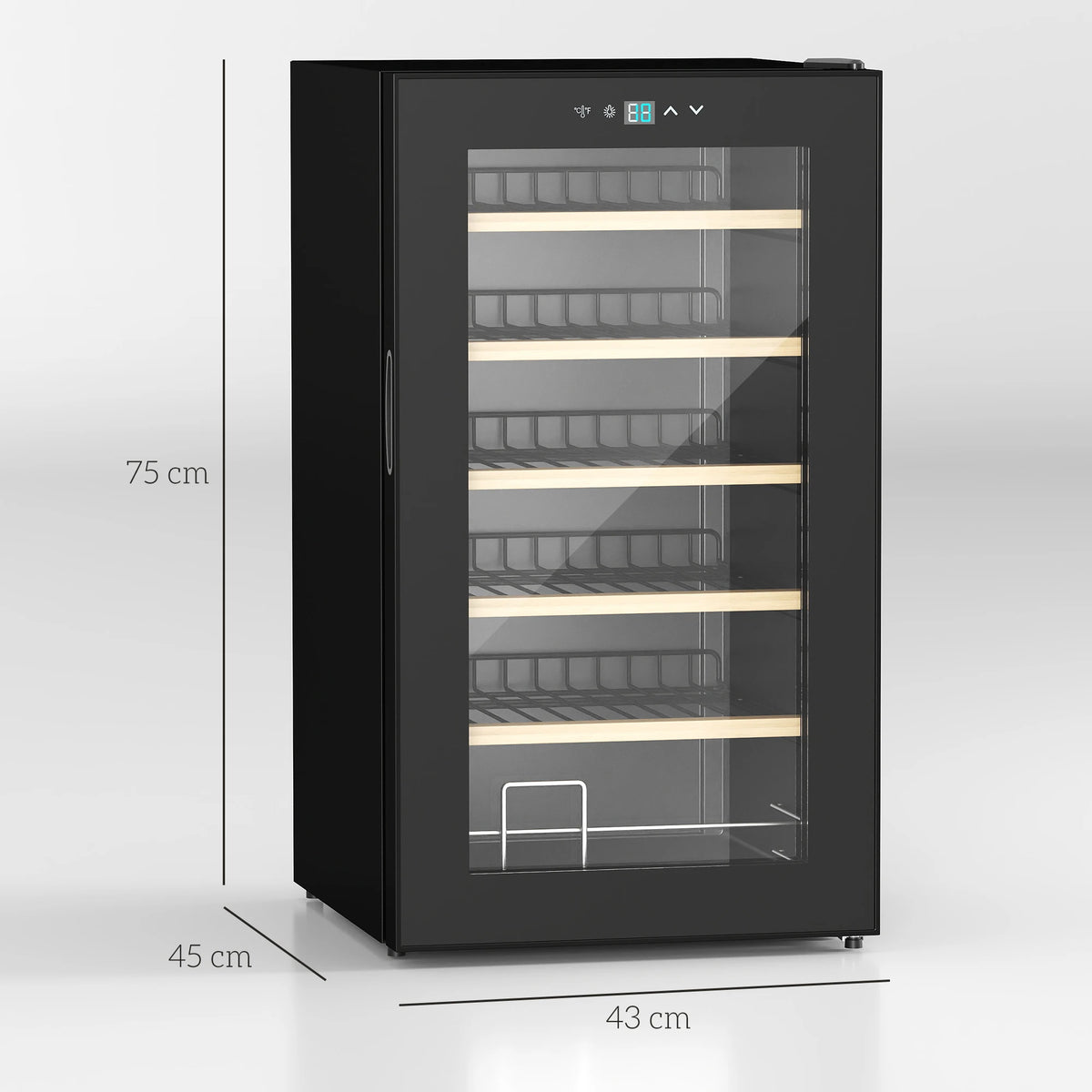 24-Bottle Freestanding Wine Fridge with Glass Door and Touch Control, 65L, Black