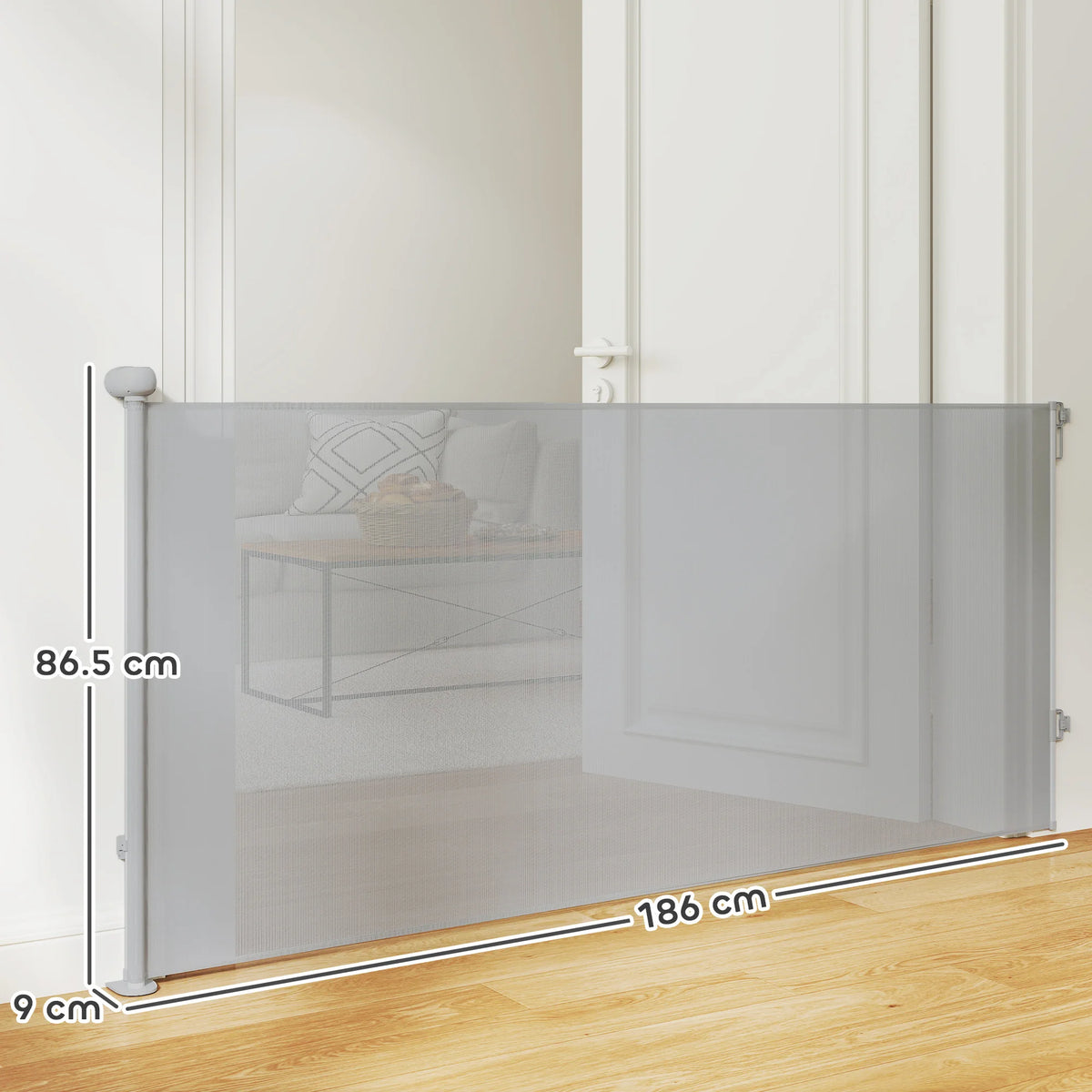 Retractable Stair Gate, Dog Gate Extends Up to 180cm Wide, Grey