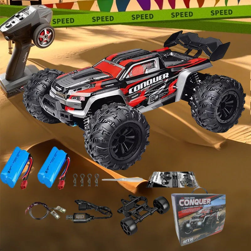 1:16 Scale 4WD RC Car 50km/h High Speed Off-Road Monster Truck with LED Lights Drift and Remote Control for Boys