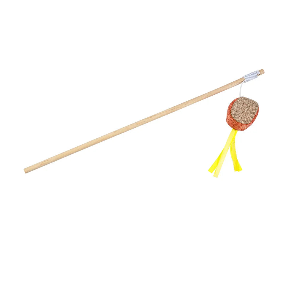 Interactive Cat Teaser Wand Toy with Feathers & Catnip for Exercise and Play