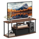 50 Inch TV Stand with 3-Tier Shelves, Fabric Drawer and Tool-Free Assembly in 10 Minutes