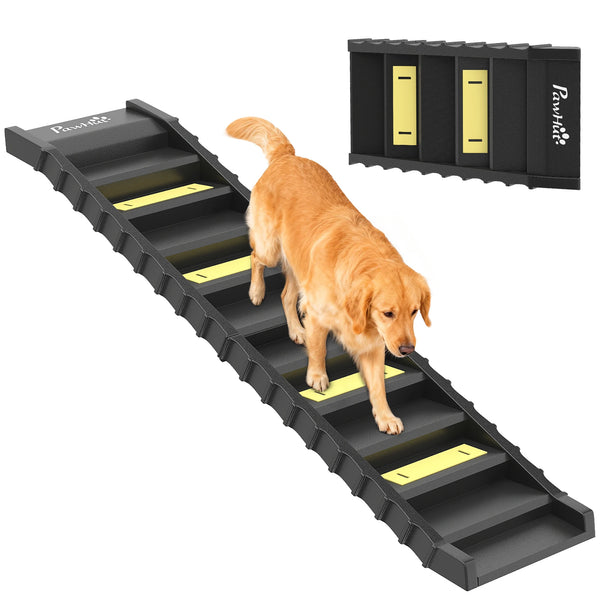 Foldable Dog Ramp for Car 154cm 10 Step Non Slip Dog Stairs for SUVs and Trucks 68kg Capacity Black
